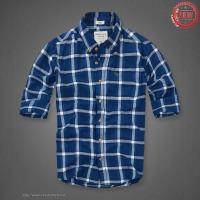 heren abercrombie fitch plaid lang overhemd moose logo diepblauw wit Fashion Cool gdp1m911